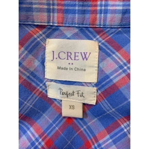 J. Crew Factory Perfect Fit Plaid Cotton Shirt XS - Picture 3 of 3